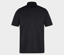 Jersey Poloshirt mit matter Optik Schwarz
