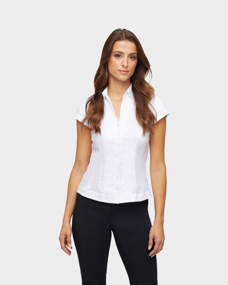 van Laack Damen Natté Kurzarm Hemdbluse