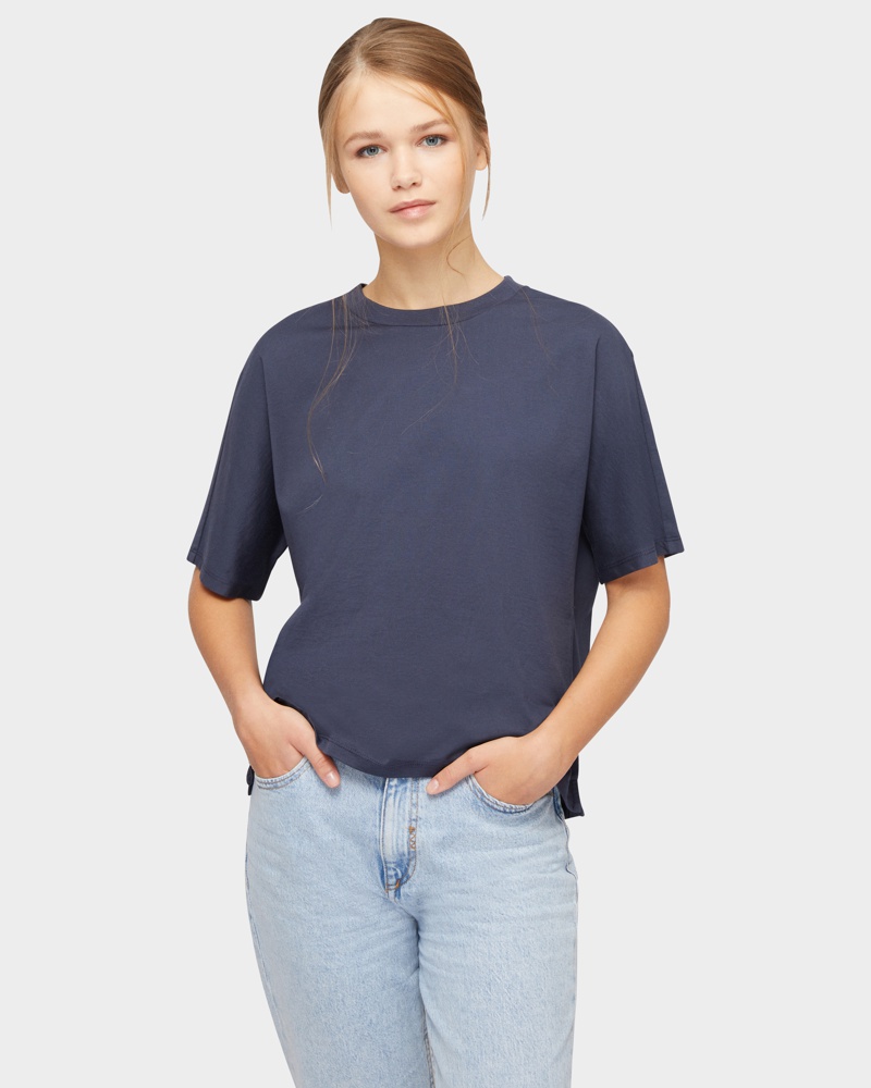 van Laack Damen T-Shirt relaxed fit Dunkel
