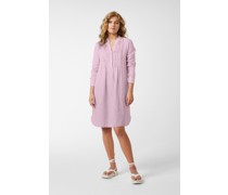 Knielanges Kleid mit abgenähten Falten Leinenstoff Rosa