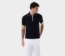 Gestricktes Zip Polo Shirt aus Air Cotton