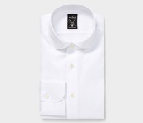 Luxuriöses Hybridshirt mit weißem Jerseyeinsatz aus Baumwolle Slim Fit weiß