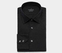Modernes Businesshemd mit Kentkragen und Stretchanteil aus Baumwolle Tailor Fit Schwarz