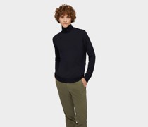 Rollkragen Pullover aus Schurwolle Blau