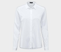 Elegante Jersey Hemdbluse mit Plisseerücken Modern Fit weiß