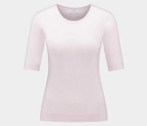 Klassisches Rundhalsshirt aus Baumwoll-Seidenmix Modern Fit Rosa