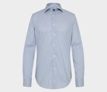 Bügelfreies Twill Hemd Slim Fit Blau Gestreift