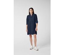 Knielanges Slip-on-Kleid mit Stehkragen und Spitzenabschlüssen aus Baumwolle