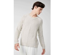 Pullover mit V-Ausschnitt aus Bio-Baumwolle Beige