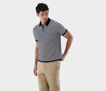 Gestreiftes Strick Polo-Shirt aus Air Cotton