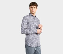 Hemd mit Blumen Print Tailor Fit Grau/Blau