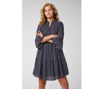 Mini-Slip-on-Kleid mit Godet-Details aus Baumwoll-Voile mit Punktdruck Blau