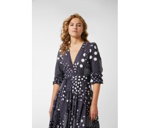 Wickelkleid mit Godet-Details mit Patchwork-Punktdruck aus Baumwoll-Voile