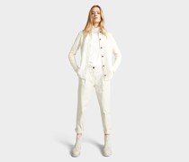 Damen Overshirt aus Merinowolle mit Strick-Ärmeln Beige