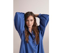 Modisches Oversized Hemdblusenkleid aus Baumwolle Blau
