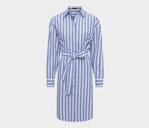 Sommerliches Blusenkleid aus Baumwolle Gestreift Blau
