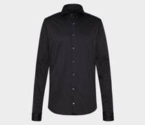 Jersey Hemd Swiss Cotton mit Fischgrat Optik Tailor Fit Anthrazit