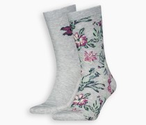 Regular Cut Socken mit Blumenmotiv – 2er Pack