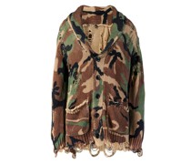 Cardigan in Destroyed-Look Khaki
