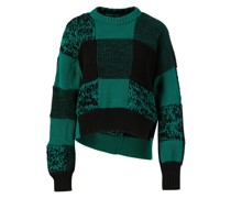 Pullover in Patchwork-Optik Grün/Schwarz
