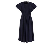Leinen-Seiden-Kleid Marineblau