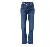 Straight-Leg Jeans 'Criss Cross' Mittelblau