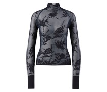 Langarmshirt aus Spitze Marineblau