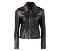 Lederjacke im Biker-Stil Dunkelbraun