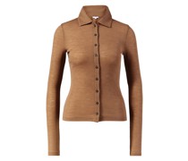 Woll-Poloshirt Hellbraun