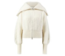 Mohair-Strickjacke mit Stehkragen