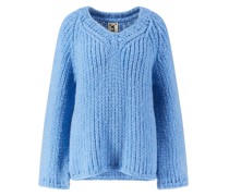 Cashmere-Pullover mit V-Ausschnitt Hellblau