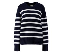 Cashmere-Pullover 'Mae' Marineblau/Weiß