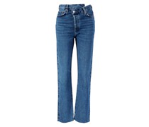 Straight-Leg Jeans 'Criss Cross' Mittelblau