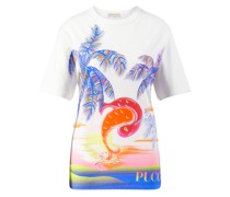 T-Shirt mit Palmenprint
