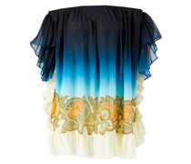 Minikleid aus Seidengeorgette Blau/Gelb