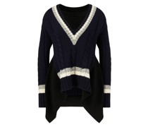 Woll-Pullover mit V-Ausschnitt Schwarz/