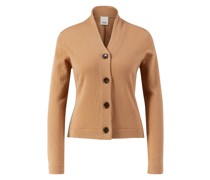 Woll-Cashmere-Strickjacke Hellbraun