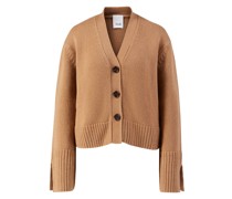 Woll-Cashmere-Strickjacke Hellbraun