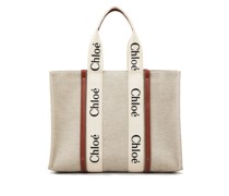 Shopper 'Large Woody Tote Bag' White/Brown