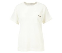 Leinen-T-Shirt mit Monili-Perlen Crème