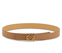 Wendbarer Ledergürtel mit Anagramm-Schnalle Schwarz/Cognac