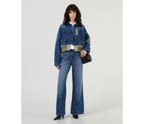Jeansjacke mit Utility-Details Marineblau