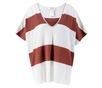 Merinowoll-Pullover Weiß/Bordeaux