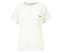 Leinen-T-Shirt mit Monili-Perlen Crème