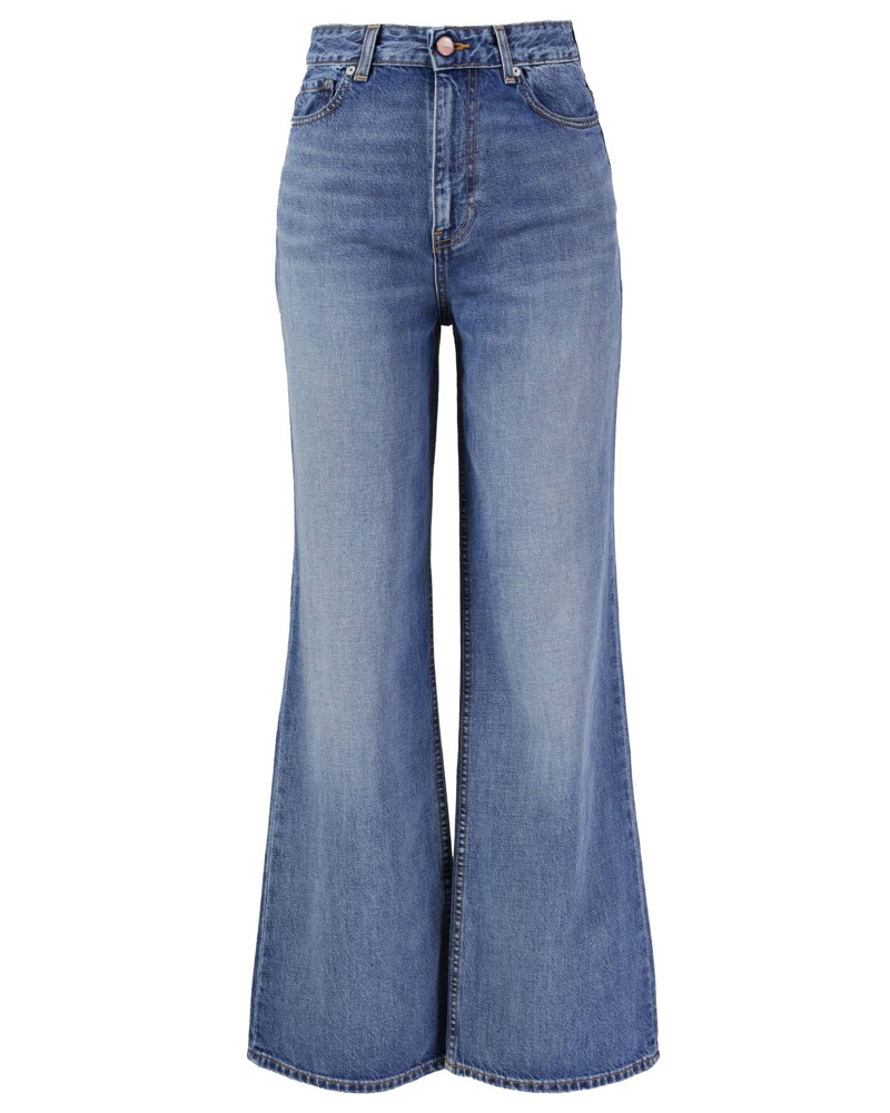 Ganni Denim Cropped-Jeans mit Barock-Print in Schwarz Damen Bekleidung Jeans Schlagjeans 