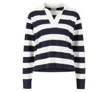 Poloshirt aus Cashmere-Gemsich Marineblau/Weiß