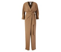 Jumpsuit aus Seidencanvas 'Gattoni' Hellbraun