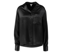 Seidenbluse mit Logo-Stickerei
