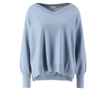Cashmere-Pullover mit Monili-Perlen Hellblau