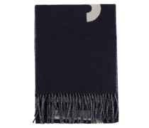 Wollschal mit Logo Marineblau